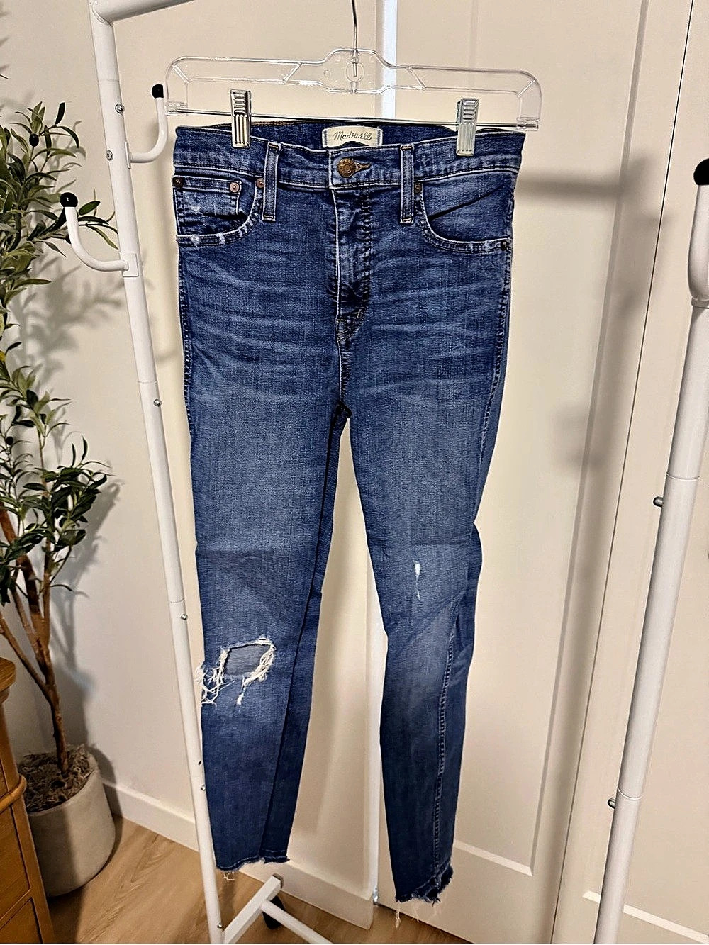 Madewell 10" High-Rise Skinny Jean Distressed Blue Waist 26
